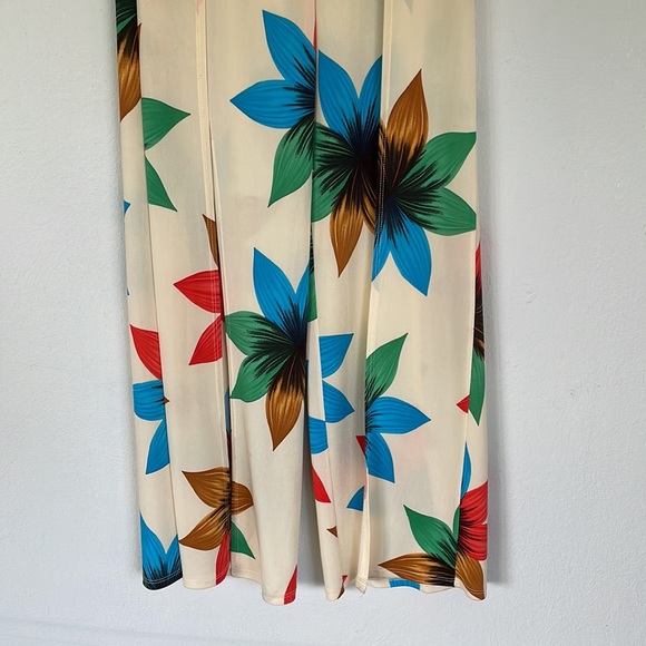 A3 Design cream tropical floral print split front high waist pants size small - Picture 4 of 10